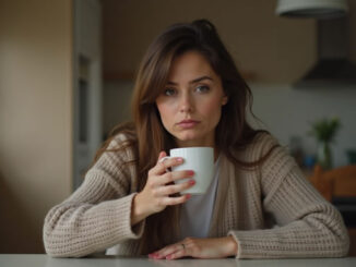 Frau mit Tasse in der Hand