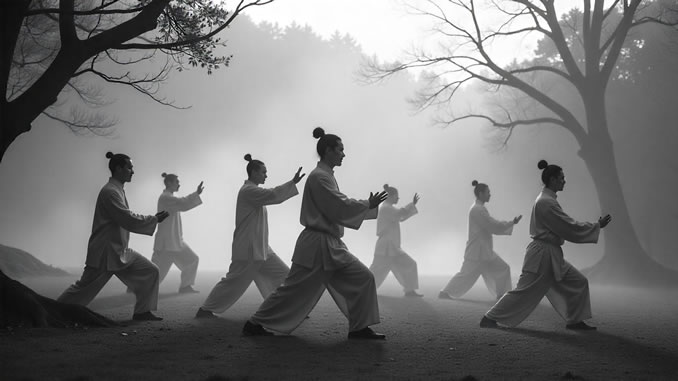 678-381-tai-chi-maenner-KI-FP Ausgewogenheit im Denken im Sport praktiziert