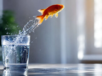 ein Fisch springt in die Freiheit