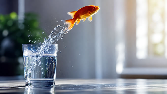 ein Fisch springt in die Freiheit