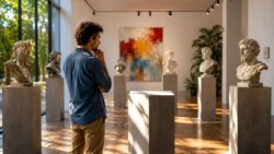Jiddu Krishnamurti - Nachdenklicher Besucher in der Skulpturengalerie