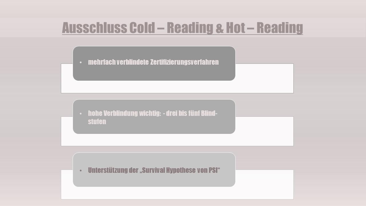 ausschluss cold reading stapel