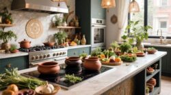 Küche gefüllt mit Gewürzen und Kräutern für Ayurveda