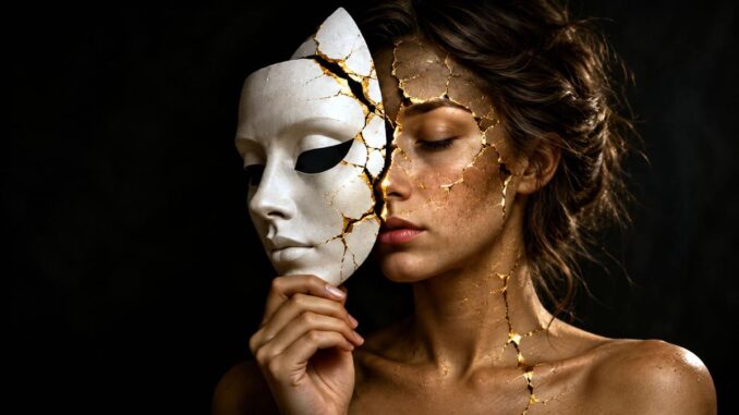 Spiritueller Narzissmus dargestellt mit einer Frau mit Maske
