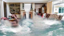 Informationsflut Drittes Auge Wasserfall überschwemmtes Wohnzimmer canva