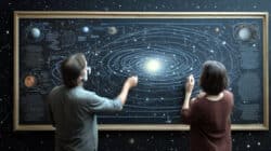 Drei Theorien der Erschaffung des Universums auf Tafel geschrieben