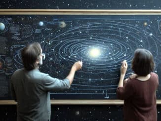 Drei Theorien der Erschaffung des Universums auf Tafel geschrieben