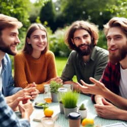 Fortbildung und Weiter Qualifizierung für Natur und Gesundheitsbereiche Seminarteilnehmer diskutieren im Garten