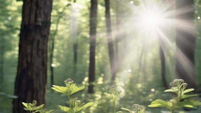 Ein Lichtstrahl im Wald