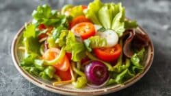 Prähistorische Vorfahren waren Vegetarier Teller mit frischen Salat