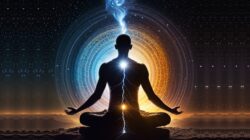 Meditation for Anxiety Allow energies to pass through, human being meditating, AI generated image