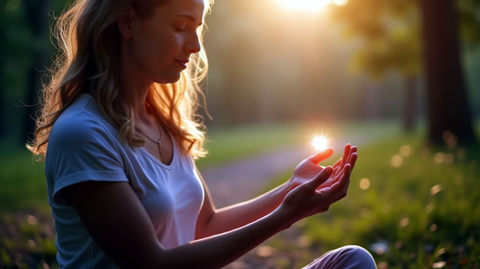 eine Frau in liebevoller Meditation