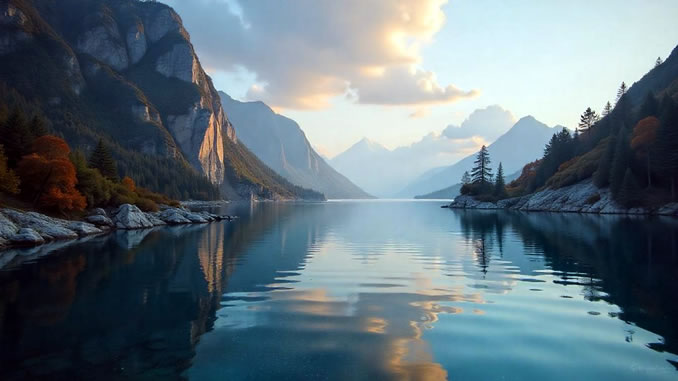 678-381-weisheit-februar-see-berge-KI-FP Weisheit des Februars, stiller Weg zur inneren Reife