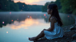Ausleben der eigenen, innersten Potenziale Mädchen sitzt am See