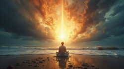 Antriebskraft durch Meditation am Strand