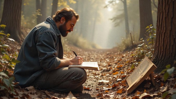 Verrat und Schuld Mann im Wald