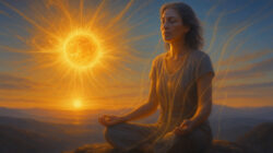 Meditation Definition Sonnenzyklen und Bewusstsein eine Frau meditiert