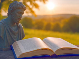 Geist und Kultur Seitenbild mit Buch und Büste