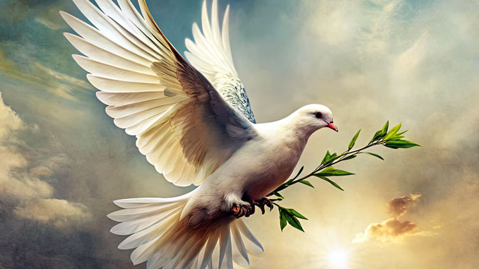 AMORC Frieden Bekenntnis mit Taube und Zweig