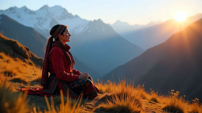 Bhutan mit seinen Bergen und glücklichen Menschen