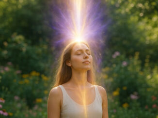 Frau mit geöffnetem Kronenchakra