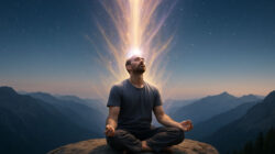 Nebenchakren Mann mit geöffnetem Kronenchakra