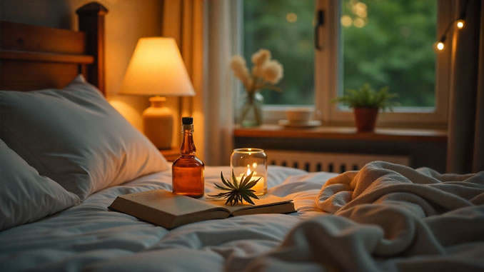 Cannabis Tinktur an einem Bett