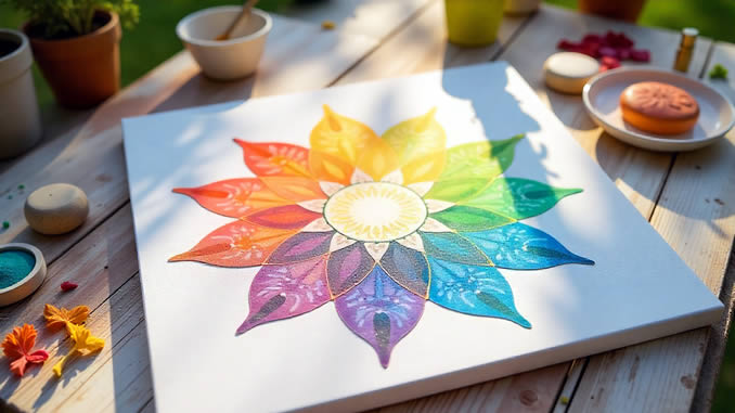 Chakra Malerei Leinwand Staffelei