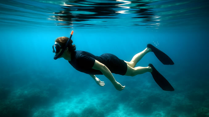 Schnorcheln im Wasser entspannt