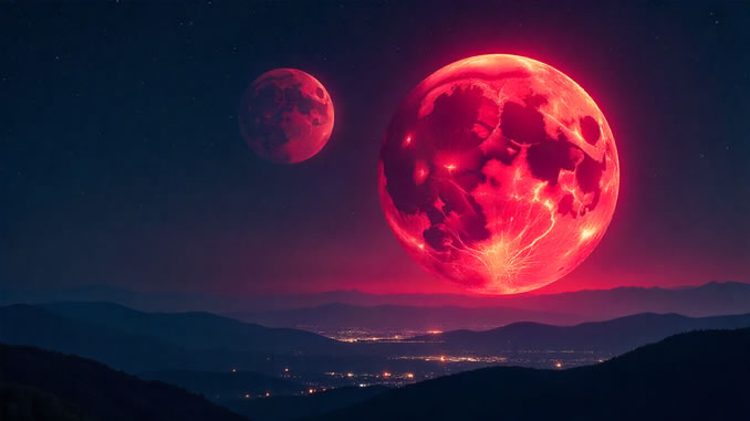 Blutmond und Sonnenfinsternis