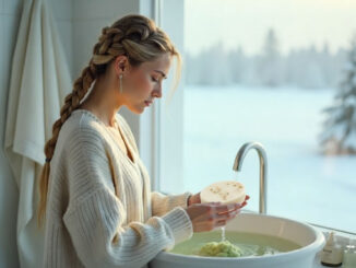 Frau mit einem Stück Seife