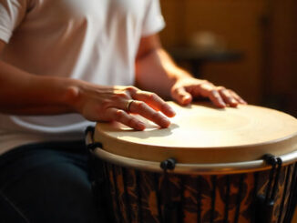 Hände liegen auf einer Trommel