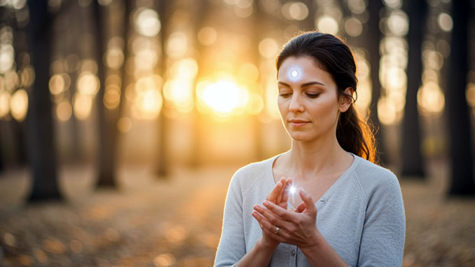 Mediale Heilerin im Wald