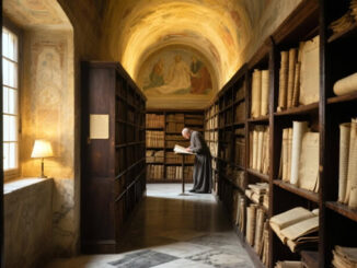 alte Bibliothek in einem Gewölbe