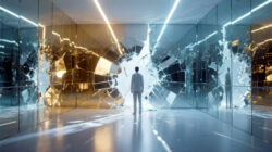 Irrtümer des Denkens zeigen sich mit einer zerbrochenen Spiegelwelt