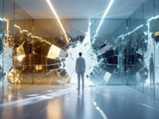 Irrtümer des Denkens zeigen sich mit einer zerbrochenen Spiegelwelt