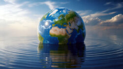 Klimaerwärmung und die Erde versinkt im Wasser