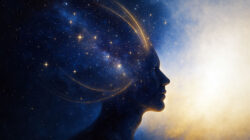 Meditation und Gesundheit Kosmische Heilung Kopf eines Menschen