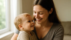 Kindheit Mutter mit Kind mit einer innigen Bindung