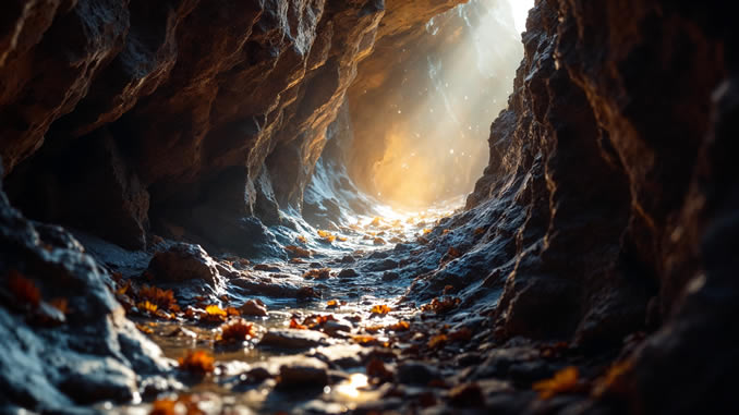 alte Höhle in der geforscht wird