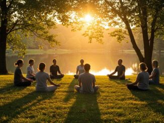 Menschen machen Pause am See