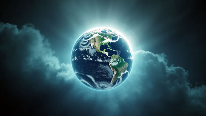 Erde schwebend im Weltall