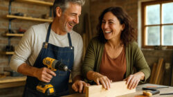 Innere Verbundenheit in Partnerschaften ein Paar hat Freude beim Handwerken