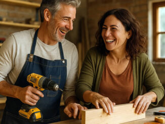 ein Paar hat Freude beim Handwerken