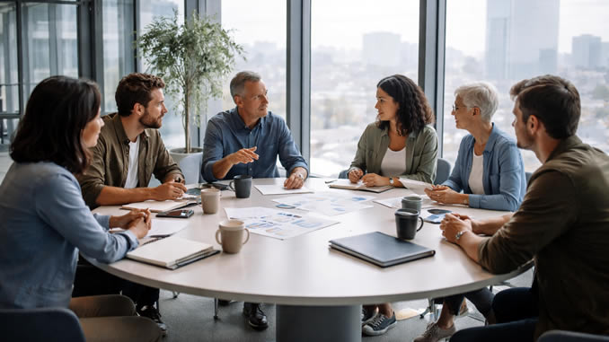 Besprechung am runden Tisch