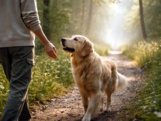 Spaziergang im Wald mit Hund