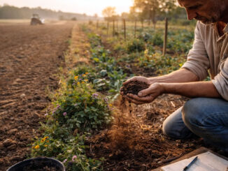 Bauer prüft Ackerboden