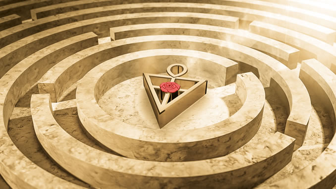 Labyrinth mit Rosenzeichen