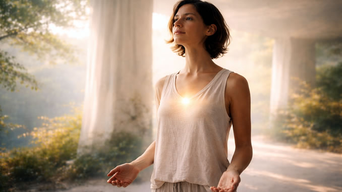 Frau empfindet ihren inneren Heiler
