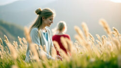 Innere Stabilität entwickeln - Frau im Feld voller Freude